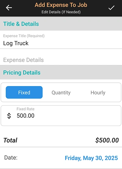 Expense Detail Form Options