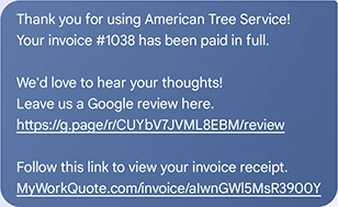 Include Custom Company Review Request Text