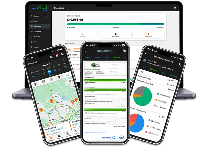 WorkQuote mobile app for estimates, scheduling, and invoices